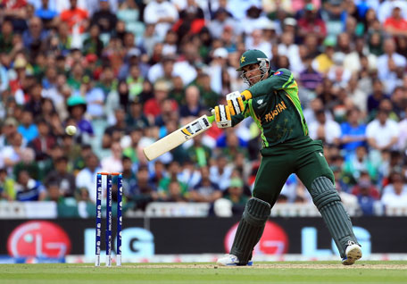 Misbah ul Haq of Pakistan bats during the ICC Champions Trophy group B match against West Indies at The Oval on June 7, 2013 in London, England. (GETTY)