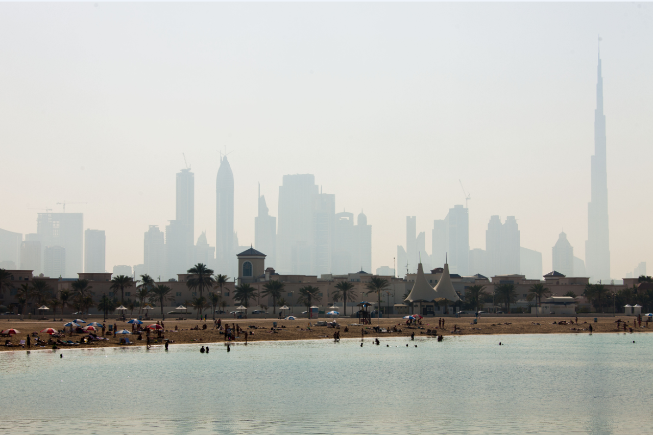 People enjoying on a beach in Dubai. (Ahmad Ardity)