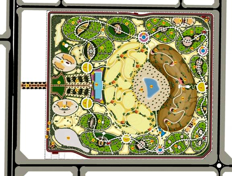 An artist's impression of the layout of the Holy Qur'an Park in Al Khawaneej, Dubai.