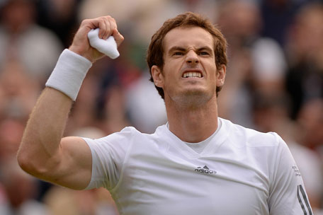 Britain's Andy Murray celebrates beating Spain's Fernando Verdasco during their men's singles quarter-final match on day nine of the 2013 Wimbledon Championships tennis tournament at the All England Club in Wimbledon, London, on July 3, 2013. (AFP)