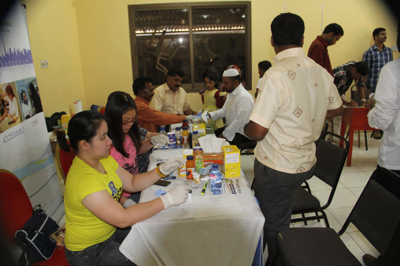 A scene at the free medical camp conducted by the All Kerala Medical Graduates Association (AKMG) and the Sunni Cultural Centre (Markaz) in Dubai recently.