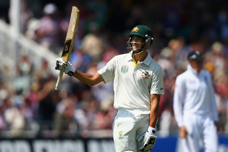 Ashton Agar of Australia celebrates after reaching his half century during day two of the 1st Ashes Test against England at Trent Bridge on July 11, 2013 in Nottingham, England. (GETTY)