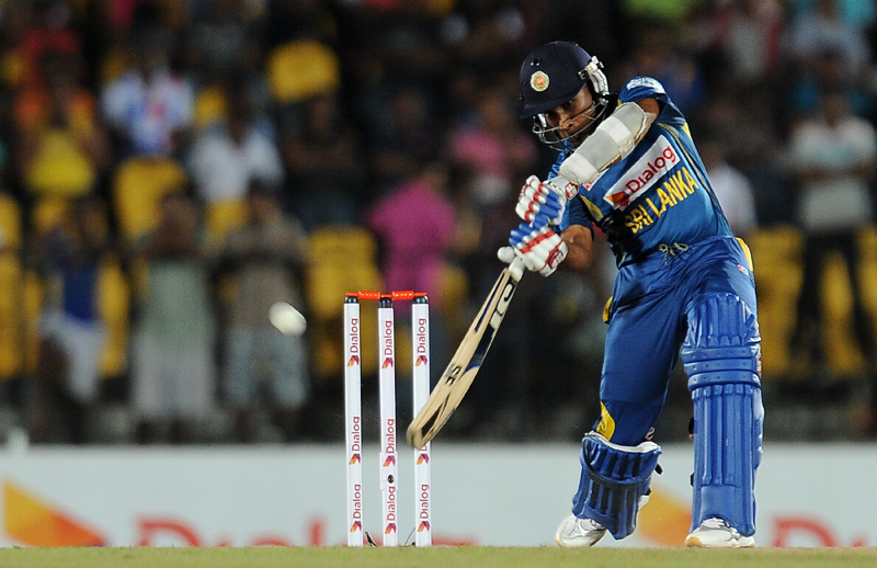 Sri Lankan batsman Mahela Jayawardene plays a shot during the third and final Twenty20 cricket match between Sri Lanka and South Africa at the Suriyawewa Mahinda Rajapakse International Cricket Stadium in the southern district of Hambantota on August 6, 2013. (AFP)