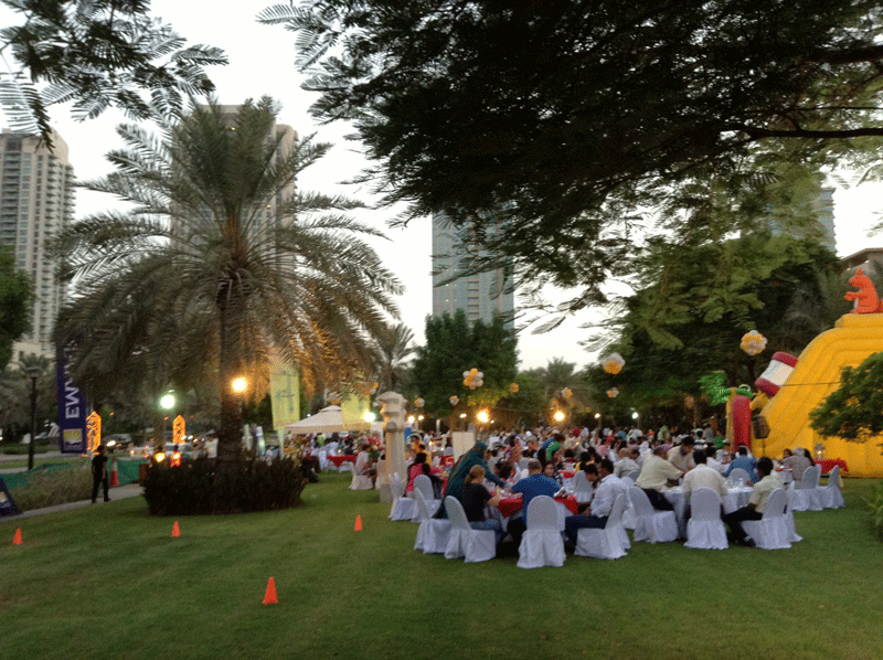 Residents of The Greens at the community iftar organised by Emaar on Tuesday.