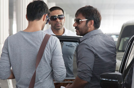 Ajay Devgan on arrival in Dubai on Sunday evening. (Picture courtesy: Excellence Limos)