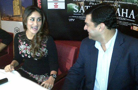 The cast and crew of &lsquo;Satyagraha&rsquo;in Dubai on August 19. (Bindu Suresh Rai)