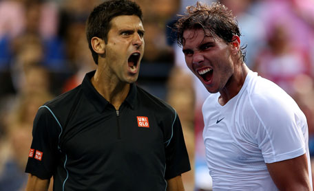 Novak Djokovich (left) and Rafael Nadal are on course for a US Open final showdown. (GETTY)