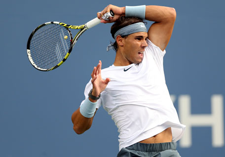 Rafael Nadal of Spain plays a forehand during his men's singles semifinal against Richard Gasquet of France on Day 13 of the 2013 US Open at USTA Billie Jean King National Tennis Center on September 7, 2013 in New York City. (GETTY)