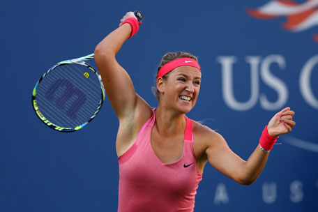 Victoria Azarenka plays a forehand during her women's singles final against Serena Williams on Day 14 of the 2013 US Open at the USTA Billie Jean King National Tennis Center on September 8, 2013 in New York City. (GETTY)