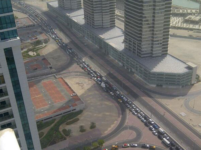 JLT Monday morning traffic [Courtesy: Twitter pix by Amy Walker]