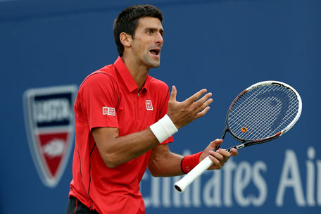 Novak Djokovic reacts during his men's singles final against Rafael Nadal on Day 15 of the 2013 US Open at the USTA Billie Jean King National Tennis Center on September 9, 2013 in New York City. (GETTY)