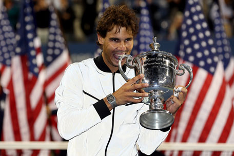 Rafael Nadal celebrates winning the men's singles final against Novak Djokovic on Day 15 of the 2013 US Open at the USTA Billie Jean King National Tennis Center on September 9, 2013 in New York City. (GETTY)