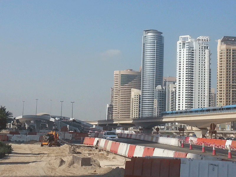 The new bridge built for the JLT community can be seen to the left of the picture.