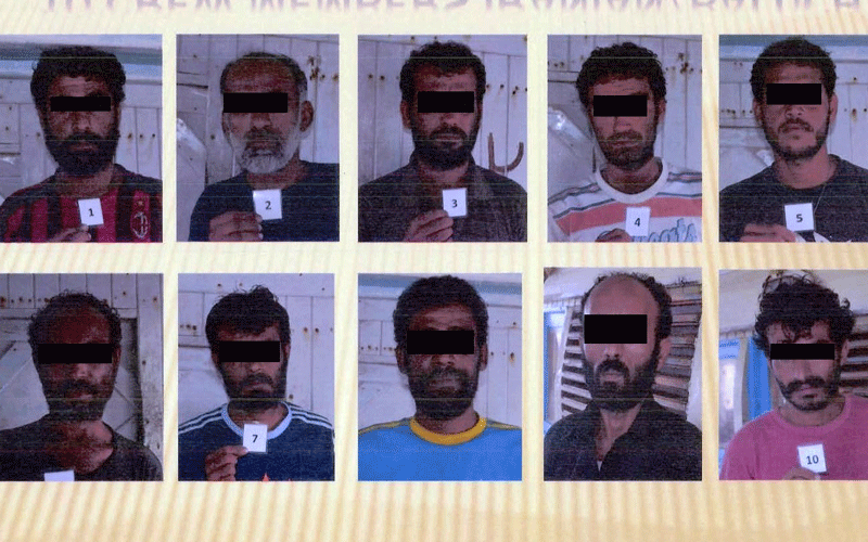 The ten men who were arrested for smuggling drugs across the sea in a vessel.