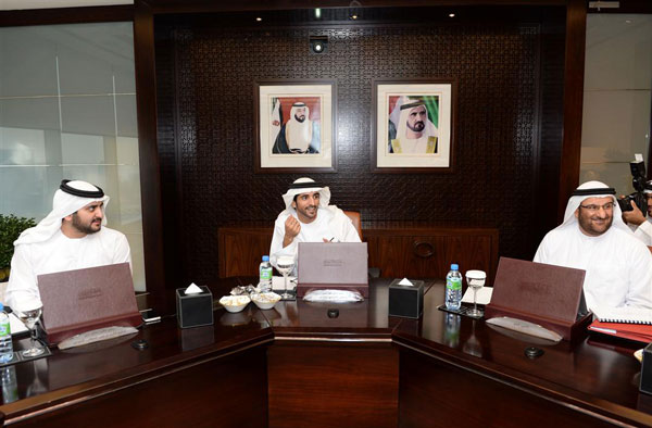 Sheikh Hamdan bin Mohammed bin Rashid Al Maktoum and Sheikh Maktoum bin Mohammed bin Rashid Al Maktoum during the Dubai Executive Council meeting held at Emirates Towers (Wam)