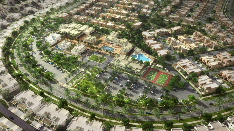 An aerial view of the proposed Al Furjan development.