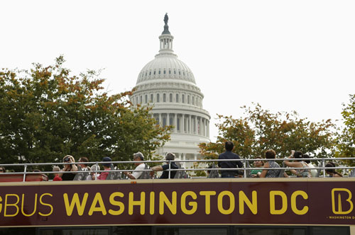 A tour bus stops in front of the U.S. Capitol in Washington October 3, 2013. (
REUTERS)