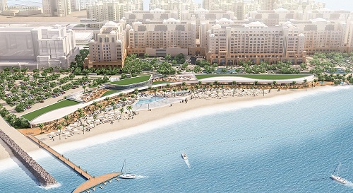 Nakheel’s new West Beach at Palm Jumeirah will stretch for 1.5 km along the Palm’s western trunk (SUPPLIED)