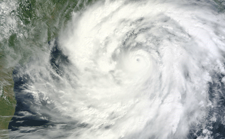 This October 11, 2013 NASA Terra satellite image shows Tropical Cyclone Phailin over the Bay of Bengal. Indian officials evacuated nearly half a million people as massive cyclone Phailin closed in on the impoverished east coast Saturday, with winds already uprooting trees and tearing into the flimsy homes. The storm packed gusts of up to 240 kilometres per hour (150 miles per hour) as it churned over the Bay of Bengal, risking being the most powerful cyclone to hit the area since 1999 when more than 8,000 died, the Indian weather office said. "The very severe cyclonic storm Phailin is moving menacingly towards the coast," special relief commissioner for the state of Orissa Pradipta Mohapatra told AFP as it arrived within 150 kilometres (90 miles) of landfall. (AFP/Nasa)