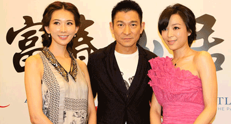 From left to right Lin Chi-Ling, Andy Lau and Zhang Jingchu (Supplied)