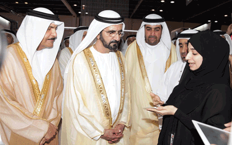 Sheikh Mohammed at the launch of Ministry of Water and Environment's smart applications at Gitex on Tuesday. (Wam)