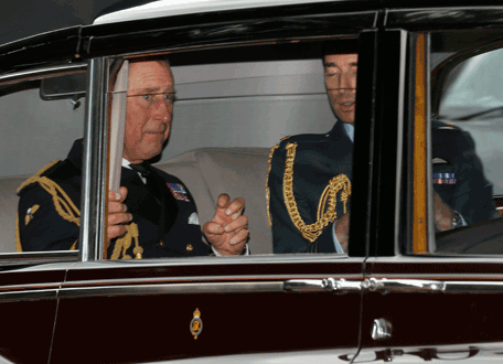Britain's Prince Charles (L) arrives for the christening of Prince George at St James's Palace in London October 23, 2013.  (REUTERS)