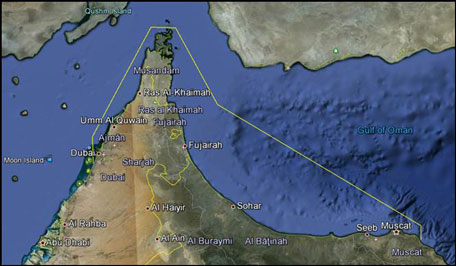 Map of the Dubai-Muscat Yacht Race. (SUPPLIED)