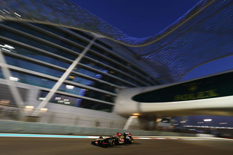 Kimi Raikkonen of Finland and Lotus drives during qualifying for the Abu Dhabi Formula One Grand Prix at the Yas Marina Circuit on November 2, 2013 in UAE. (GETTY)