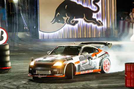 'King of Drift' Jad Himo of Lebanon in action during the Red bull Car Park Drift Regional Finals held at the Dubai World Trade Centre on Friday. (SUPPLIED)