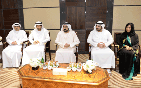 His Highness Sheikh Mohammed bin Rashid Al Maktoum meets media persons and writers at the Dubai Government Media Office on Thursday (Wam)