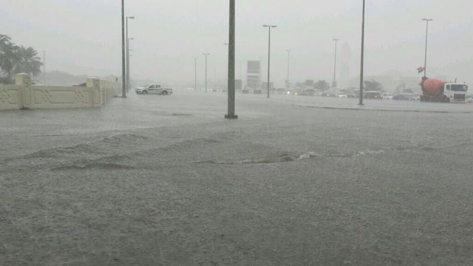 Ajman streets were flooded today after the rain (Pic: Mohammed Nohman)