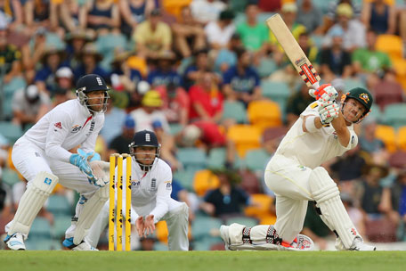 David Warner of Australia bats during day two of the First Ashes Test match against England at The Gabba on November 22, 2013 in Brisbane, Australia. (GETTY)
