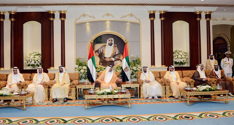 Sheikh Khalifa with their Highnesses Supreme Council Members and Rulers of the Emirates (WAM)