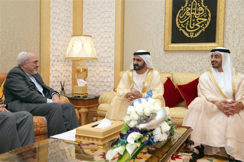 His Highness Sheikh Mohammed bin Rashid Al Maktoum meets Iran's Foreign Minister today at his Zabeel Palace (Wam)