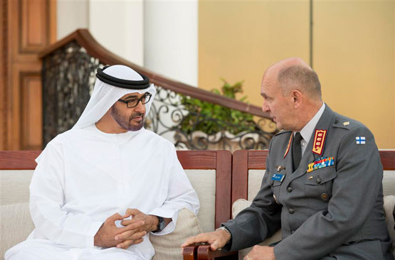 Sheikh Mohammed bin Zayed Al Nahyan meets Arto Raty, the Permanent Secretary of Finland's Ministry of Defence (Wam)
