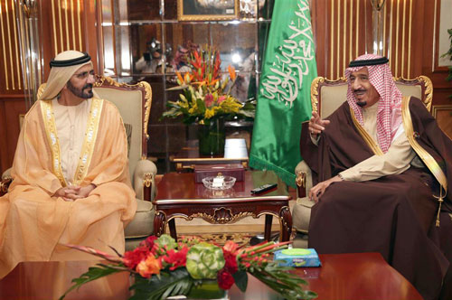 His Highness Sheikh Mohammed bin Rashid Al Maktoum meets Prince Salman bin Abdulaziz, Saudi Crown Prince, Deputy Prime Minister and Minister of Defence, in Kuwait (Wam)