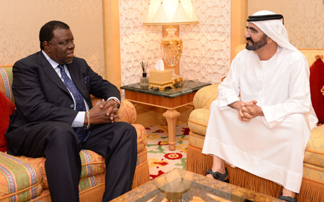 His Highness Sheikh Mohammed bin Rashid Al Maktoum receives Hage Geingob, Prime Minister of Namibia (Wam)