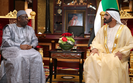 His Highness Sheikh Mohammed bin Rashid Al Maktoum receives President Macky Sall of Senegal (Wam)
