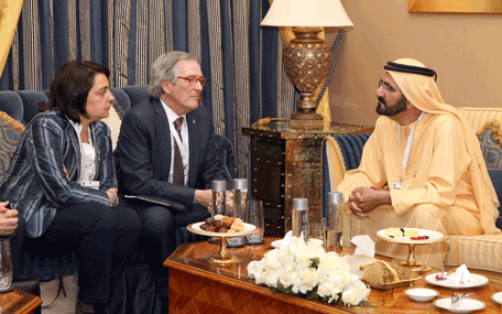 His Highness Sheikh Mohammed bin Rashid Al Maktoum receives the Mayor of Barcelona Xavier Trias (Wam)