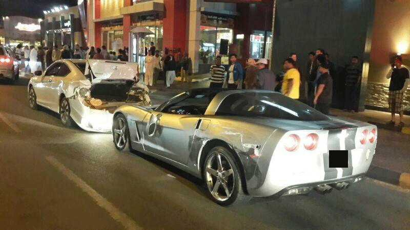 The second vehicle involved in the three-vehicle collision in Ajman on Wednesday evening.