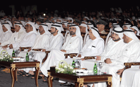 His Highness Sheikh Mohammed bin Rashid Al Maktoum, Vice President and Prime Minister of the UAE and Ruler of Dubai, at a ceremony to honour winners of the 17th edition of Dubai Government Excellence Awards, in Dubai on Tuesday. (Wam)