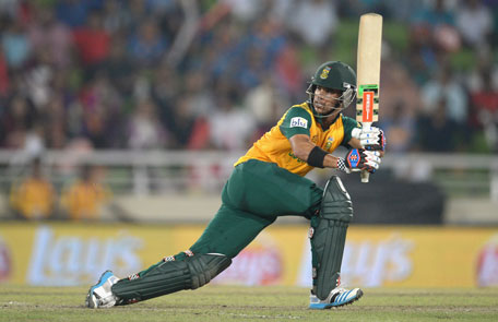 JP Duminy of South Africa bats during the ICC World Twenty20 Bangladesh 2014 semifinal between India and South Africa at Sher-e-Bangla Mirpur Stadium on April 4, 2014 in Dhaka, Bangladesh. (GETTY)