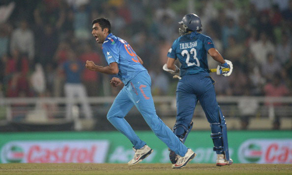 Ravichandran Ashwin of India celebrates dismissing Tillakaratne Dilshan of Sri Lanka during the ICC World Twenty20 Bangladesh 2014 Final between India and Sri Lanka at Sher-e-Bangla Mirpur Stadium on April 6, 2014 in Dhaka, Bangladesh. (GETTY)