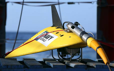 The towed pinger locator (TPL-25) sits on the deck of the Australian Defence Vessel Ocean Shield in the southern Indian Ocean during the search for the flight data recorder and cockpit voice recorder of the missing Malaysian Airlines flight MH370 in this picture released by the Australian Defence Force. (REUTERS)