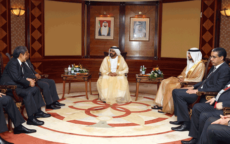 His Highness Sheikh Mohammed bin Rashid Al Maktoum receives international delegations participating in the 4th AIM (Wam)