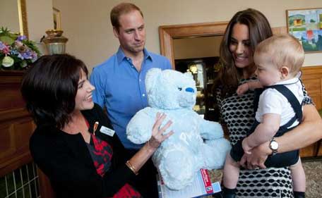 Prince George was presented with a Plunket bear at Government House today. (TWITTER:Clarence House)