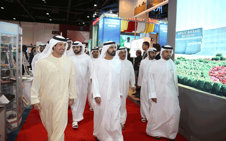 His Highness Sheikh Mohammed bin Rashid Al Maktoum tours the venue of the Dubai World Dermatology & Laser Conference & Exhibition (Wam)