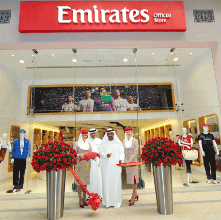 Sheikh Ahmed cuts the ribbon at Emirates Official Store at The Dubai Mall (Supplied)