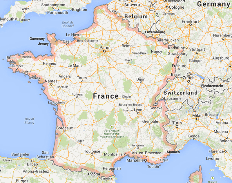 Какое море омывает францию. Границы Франции на карте. Подробная физическая карта Франции. Географическая карта Франции. Карта Франции на русском языке с городами и провинциями подробная.