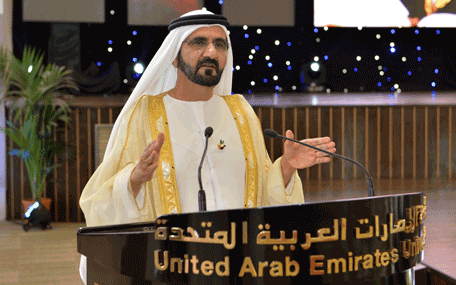 His Highness Sheikh Mohammed bin Rashid Al Maktoum attends the graduation ceremony of the 33rd batch of the United Arab Emirates University's (UAEU) students in Al Ain on Tuesday. (Wam)